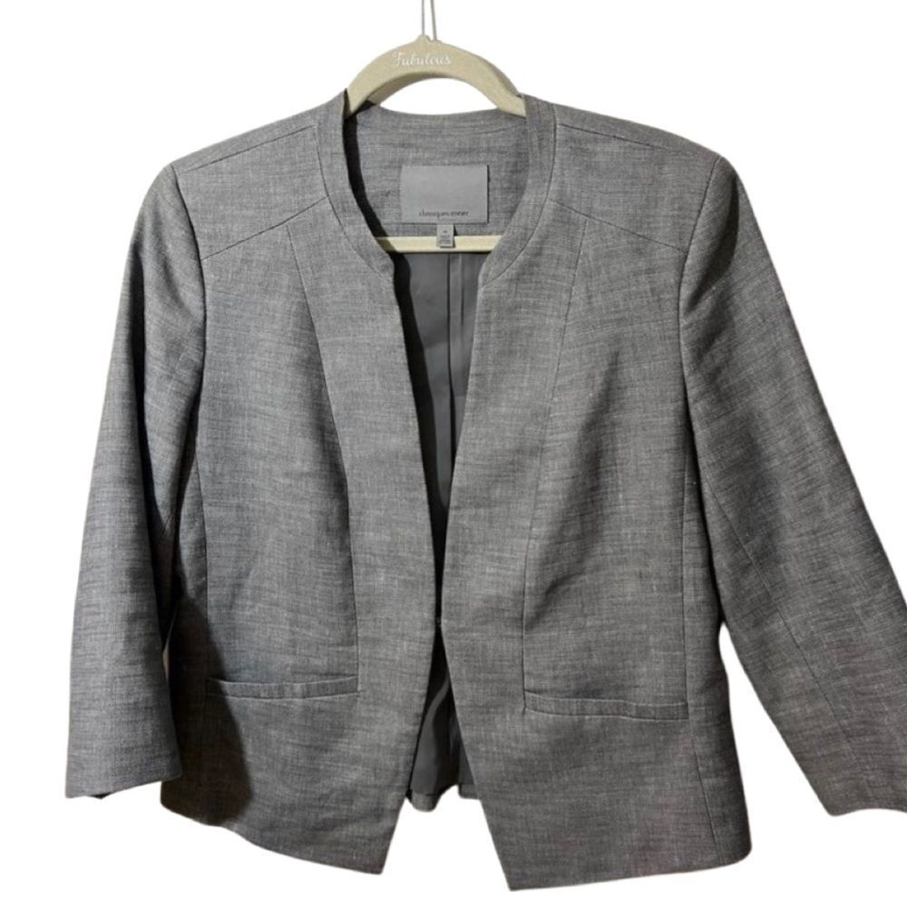 Classiques Entier Grey Cotton Linen Blend Blazer Sz. 12